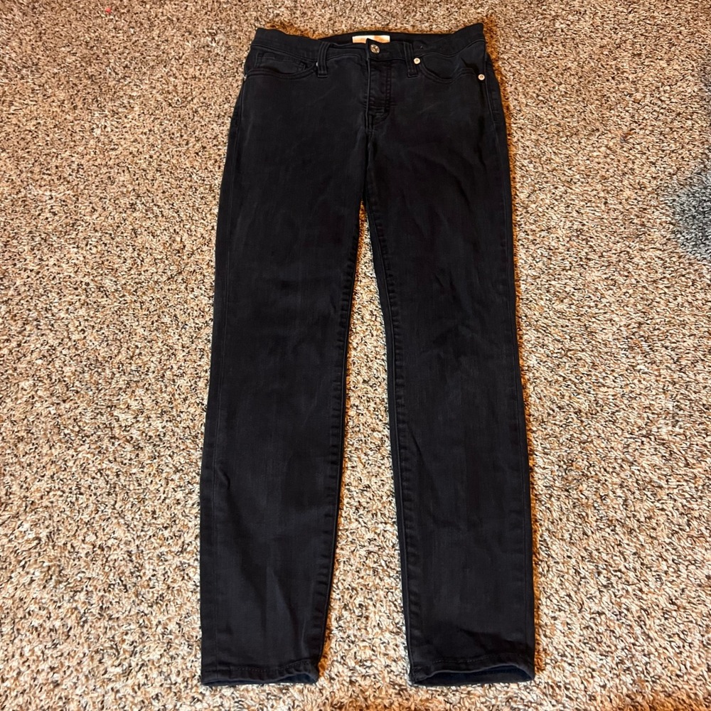 Madewell High Rise Skinny Jeans Black Wash Denim Everyday Casual Size 28